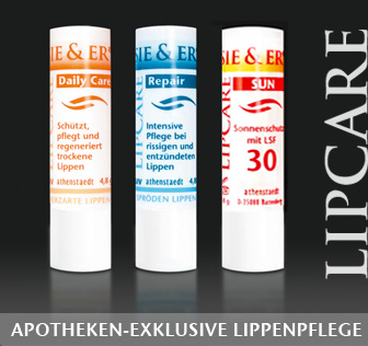 Apotheken-exklusive Lippenpflege: SIE & ER LipCare mit den Varianten Daily Care, Repair und Sun Drei Lippenstifte zur Pflege SIE & ER LipCare aus der Apotheke